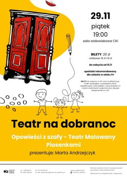 Izabelin Wydarzenie Spektakl Teatr na dobranoc -Opowieści z szafy- Teatr malowany piosenkami