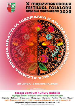 Izabelin Wydarzenie Festiwal X Międzynarodowy Festiwal Folkloru - Ożarów Mazowiecki 2026, stacja Centrum Kultury Izabelin